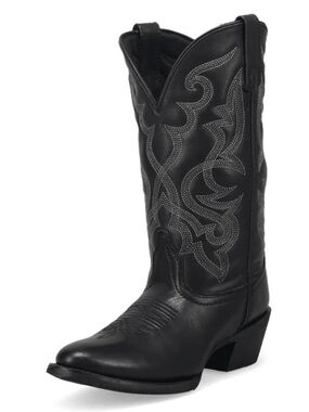 Laredo Black Embroidered Western Cowgirl Boots